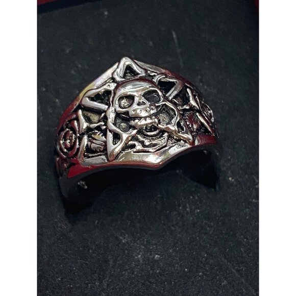 Handmade Studio Other - Hip Hop Skull Pentagram Rose Signet Open Adjustable Men's Ring